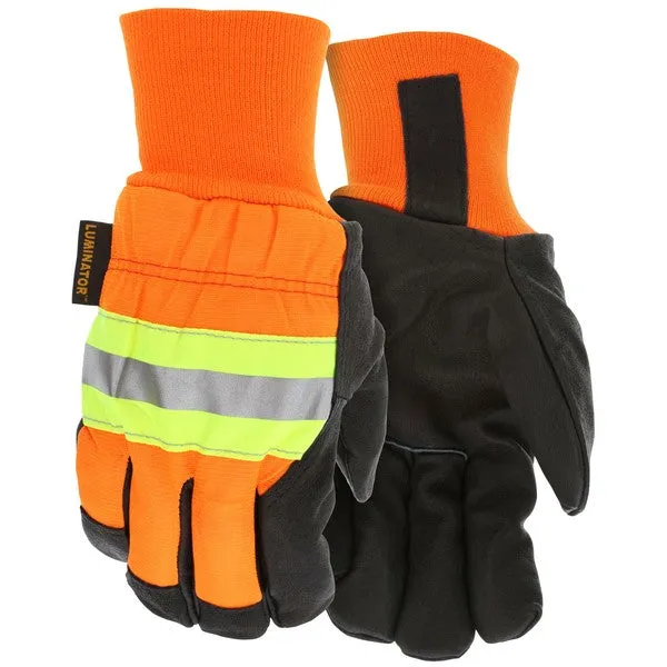 34411M MCR Safety Luminator Drivers Gloves, Medium, Leather, Black