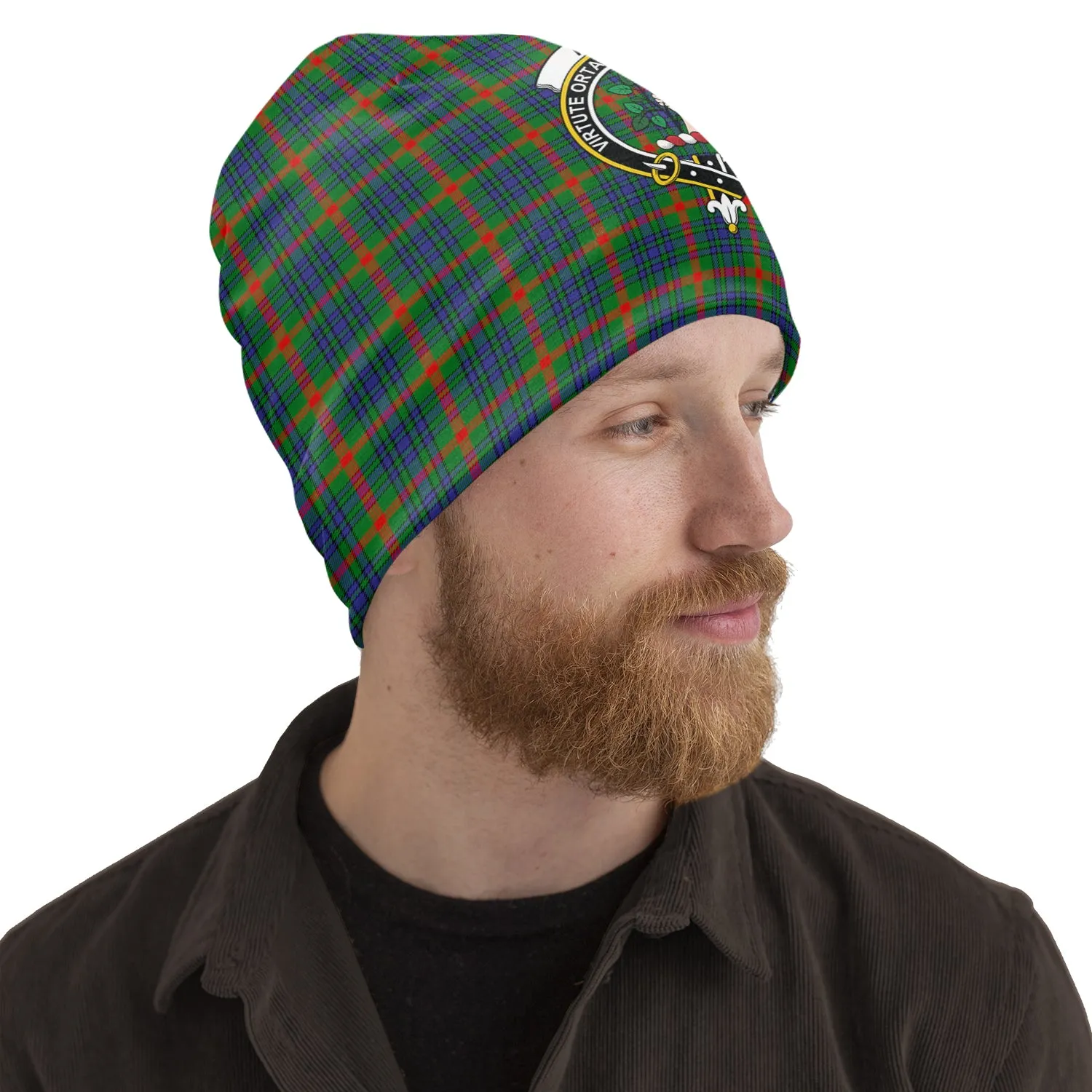 Aiton Tartan Beanies Hat with Family Crest