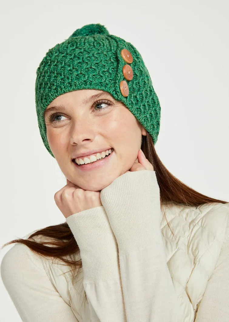 Aran Button Hat | Green