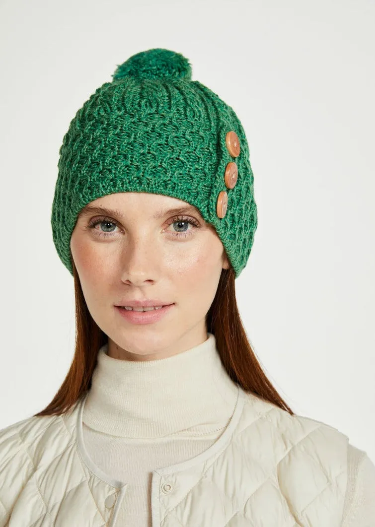 Aran Button Hat | Green