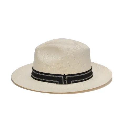 Austral White Straw Panama Hat - The Cove with Two Tone Black Ribbon