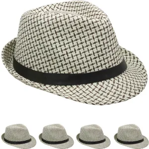 black & white fedora hat Case of 72