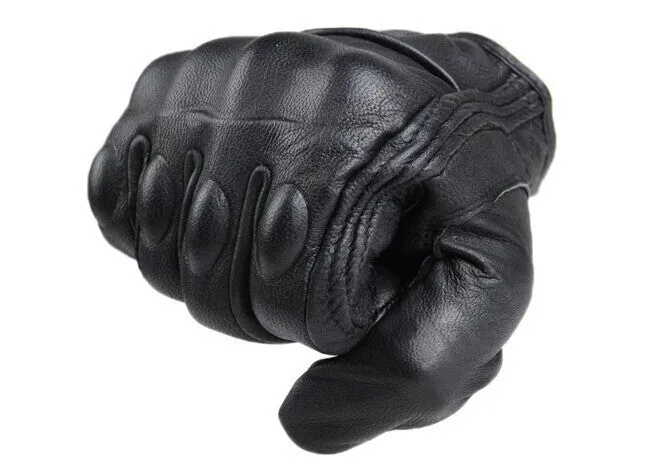 Black Leather Riding Gloves