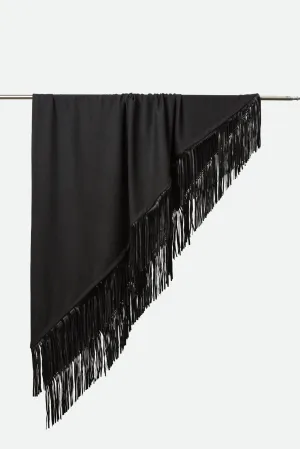 BLACK WREN LEATHER FRINGE WRAP IN CASHMERE BLEND