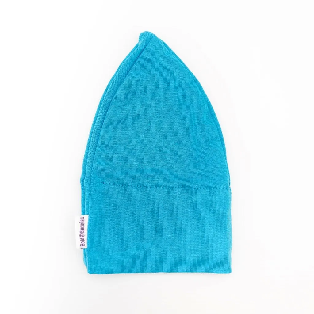 Boy Girl Kids Unisex Turquoise Plain Cancer Hat