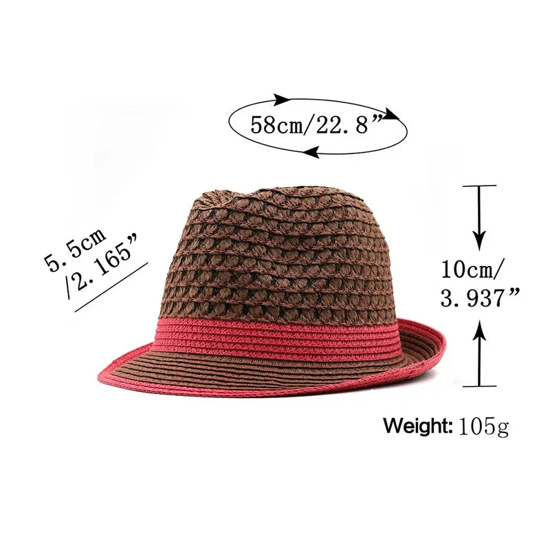 Breathable Brown Straw Trilby Hat