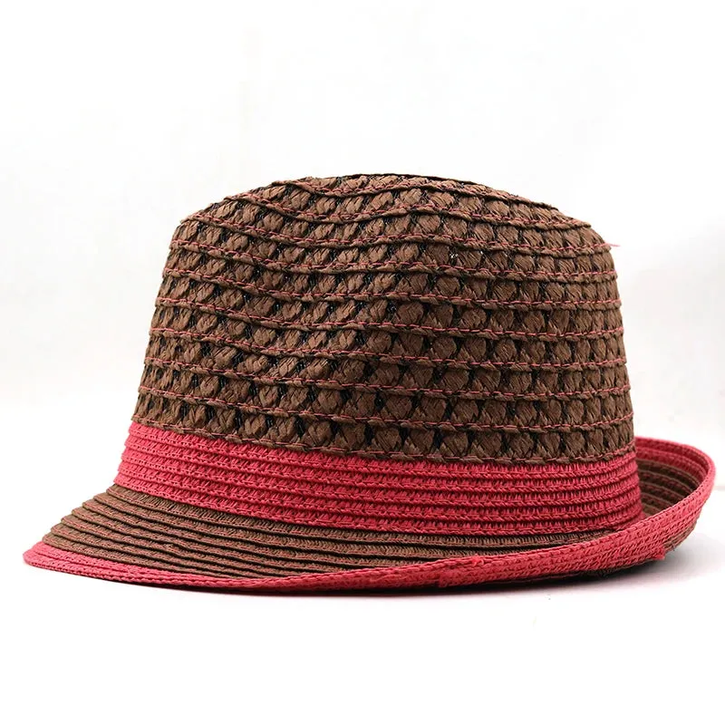 Breathable Brown Straw Trilby Hat