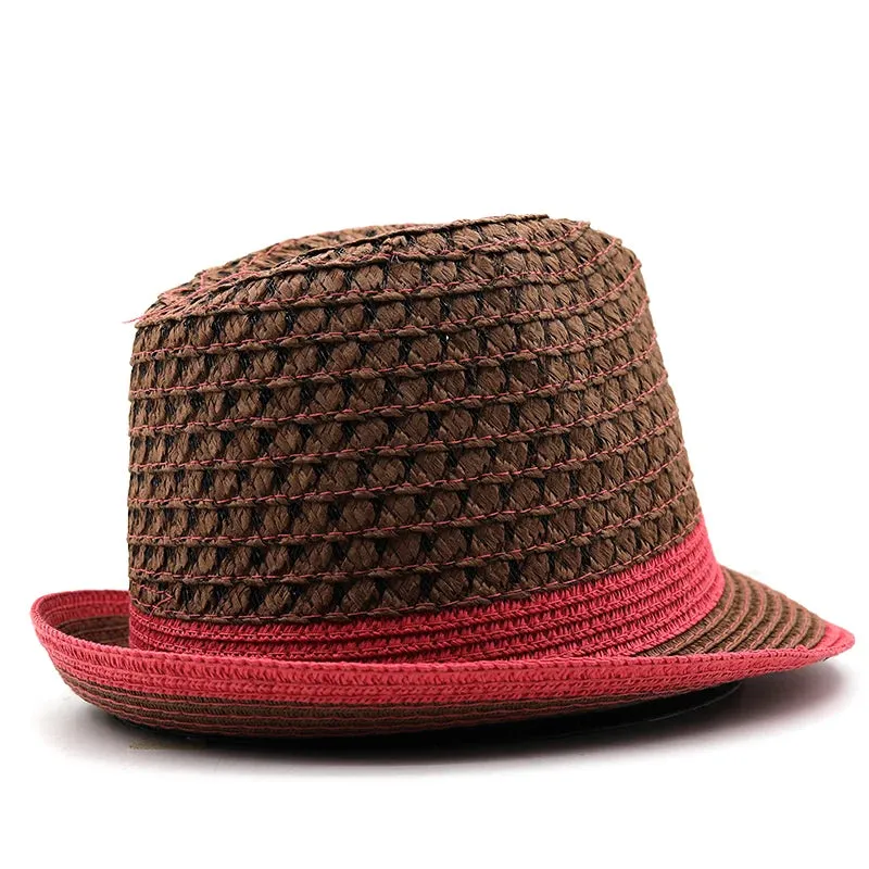 Breathable Brown Straw Trilby Hat