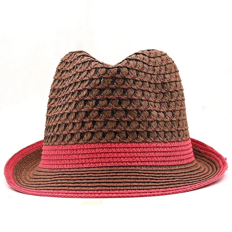 Breathable Brown Straw Trilby Hat