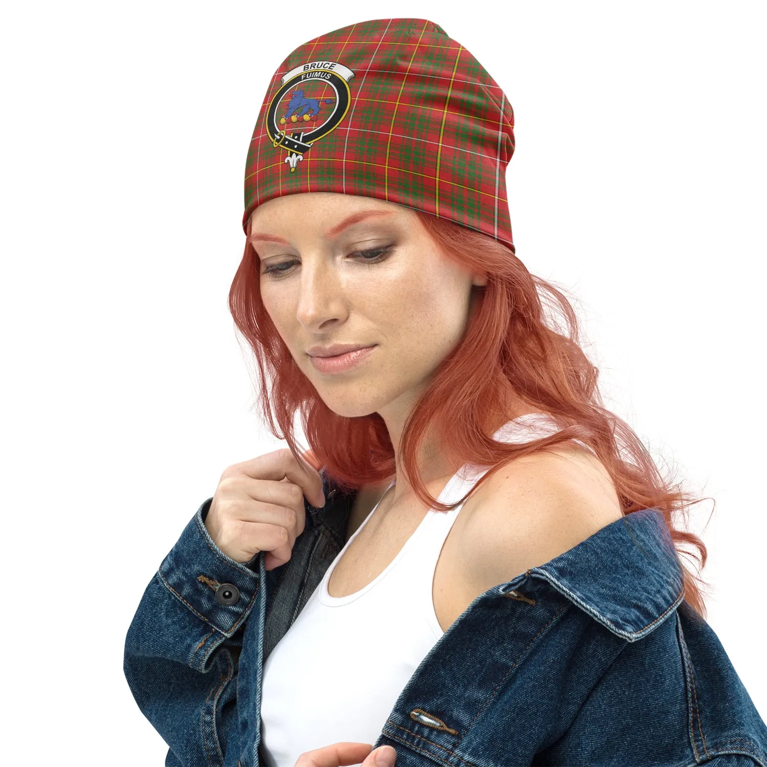 Bruce Modern Tartan Beanies Hat with Family Crest