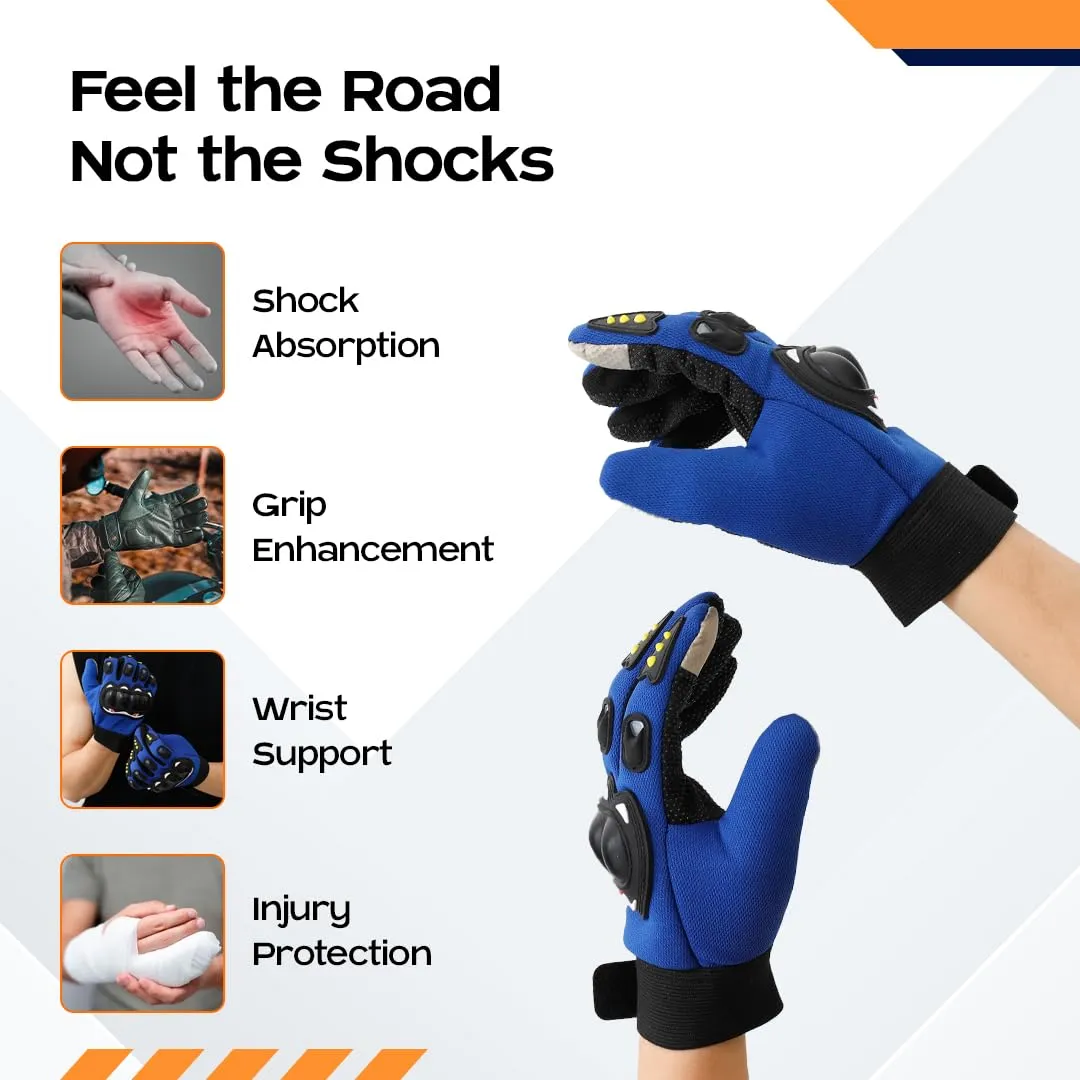 CARBINIC Bike Riding Gloves for Men Women | Adjustable Wrist, Strong Knuckle Protection | Touch Screen Sensitivity at Thumb & Index | Washable & Breathable Hand Gloves | Bike Accessories | XL, Blue