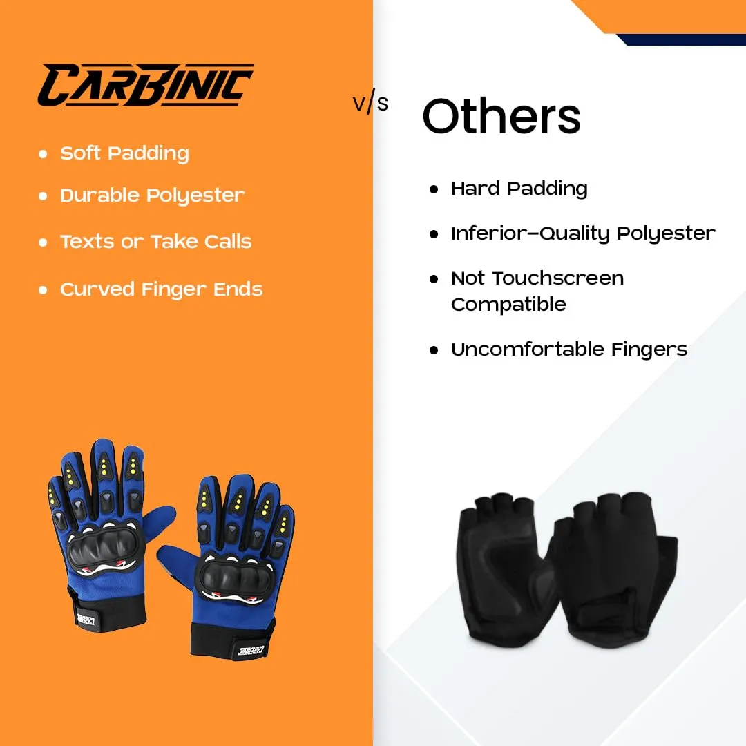 CARBINIC Bike Riding Gloves for Men Women | Adjustable Wrist, Strong Knuckle Protection | Touch Screen Sensitivity at Thumb & Index | Washable & Breathable Hand Gloves | Bike Accessories | XL, Blue