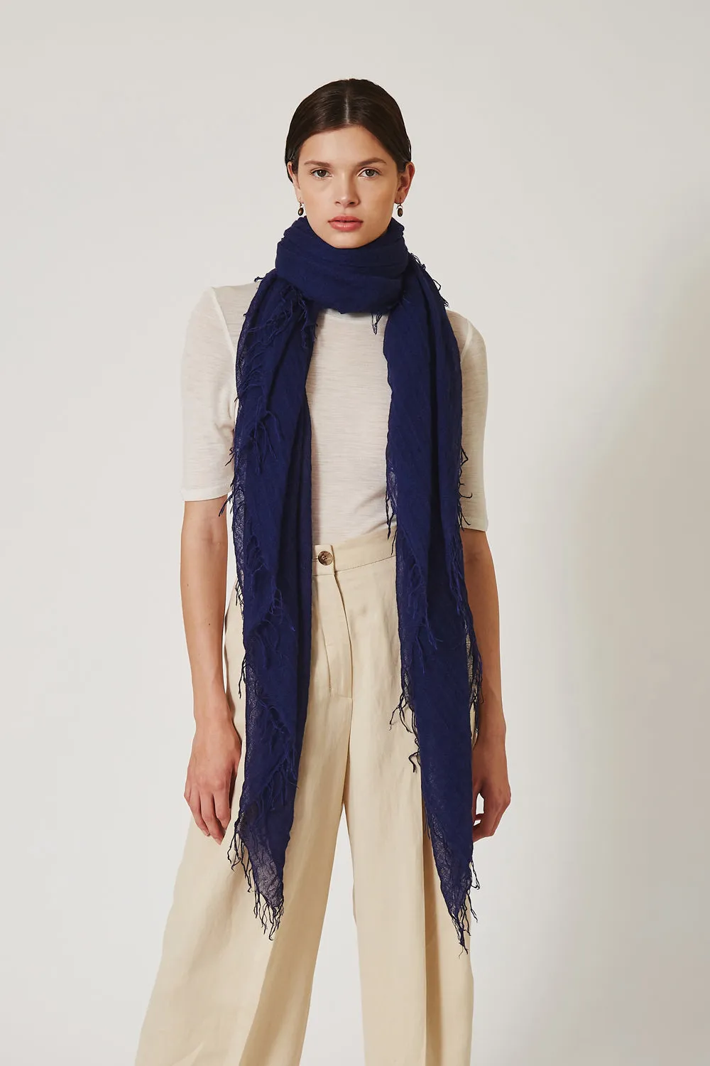 Cashmere and Silk Scarf Medieval Blue