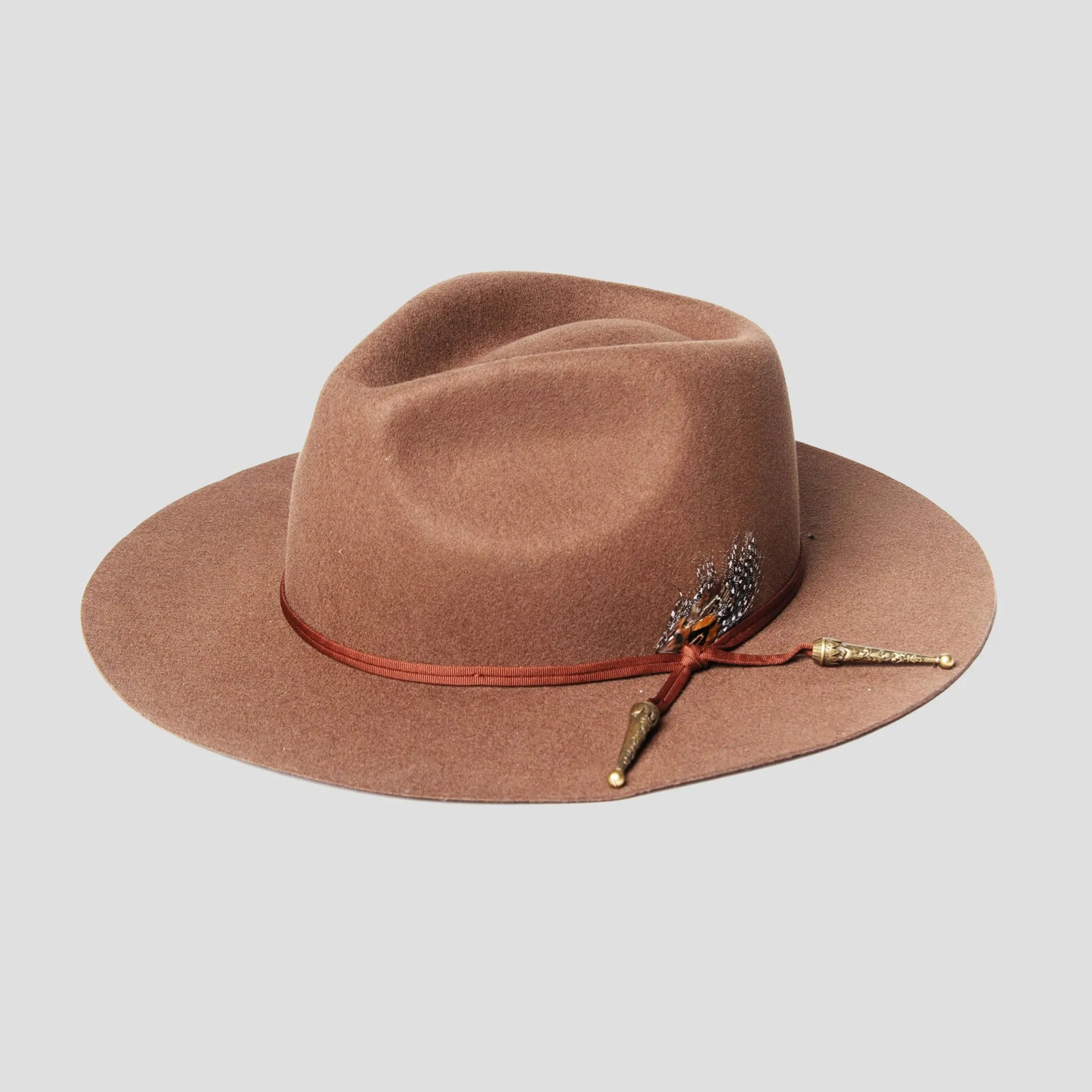 Classic Men's Felt Fedora Hat-Walnut