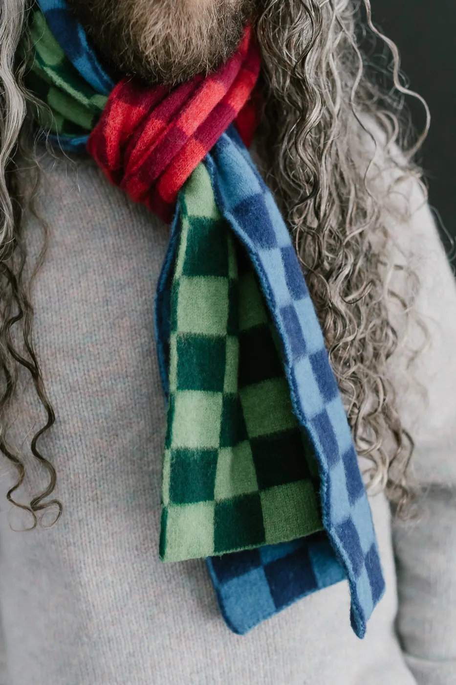 Cosmic Checkerboard Scarf - Forest