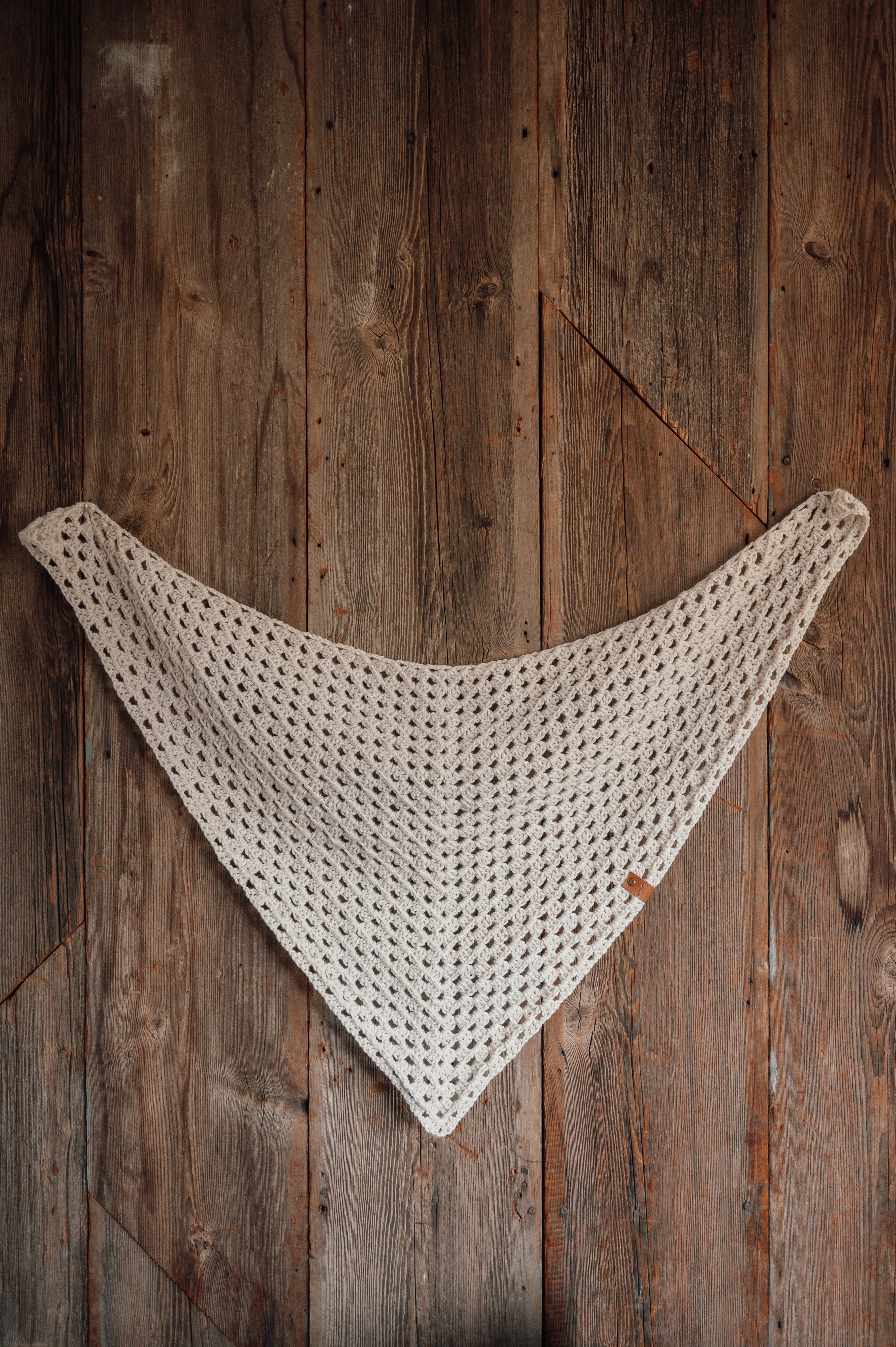 Cozy Crocheted Triangle Scarf - Linen