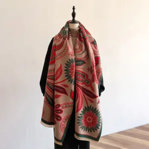 Cozy Large Flower Print Fashion-Forward Shawl Scarves