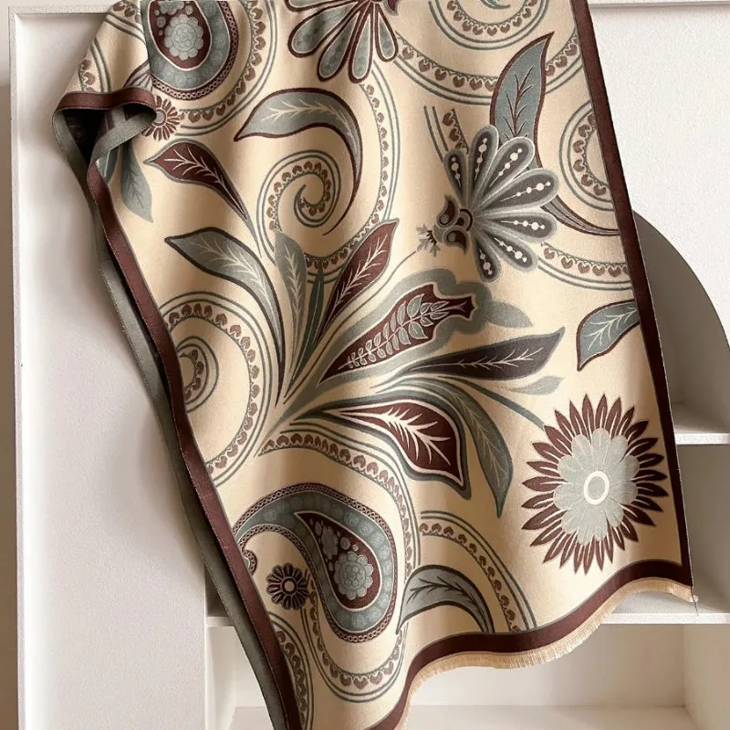 Cozy Large Flower Print Fashion-Forward Shawl Scarves