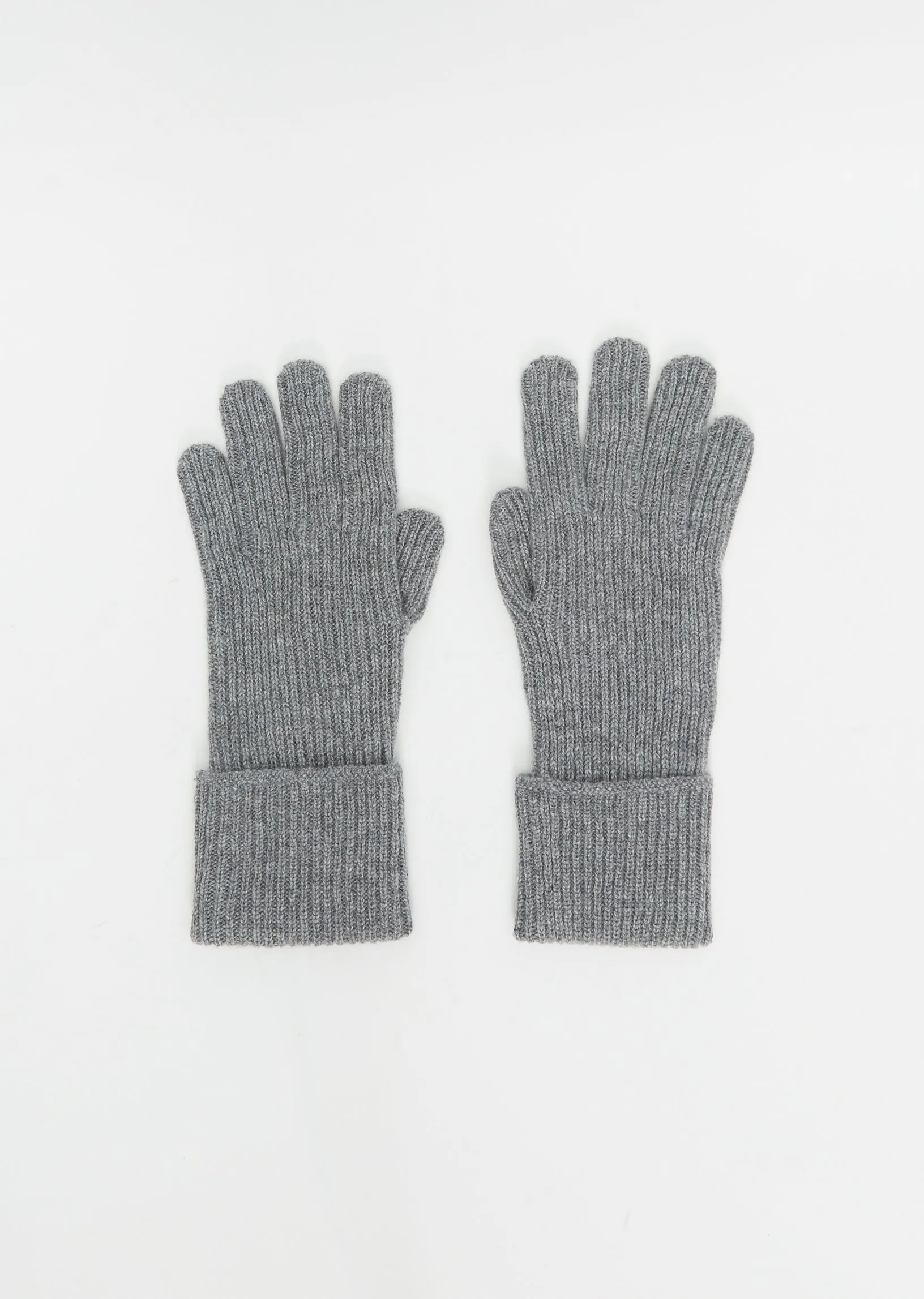 Cuff Rib Cashmere Glove — Grey Flannel