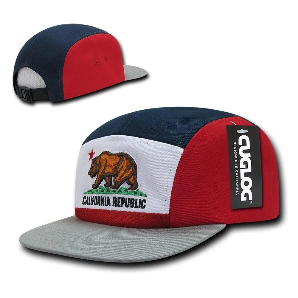 Cuglog California Republic Cal Flag 5 Panel Racer Caps Cali Bear