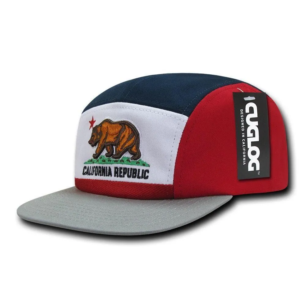 Cuglog California Republic Cal Flag 5 Panel Racer Caps Cali Bear