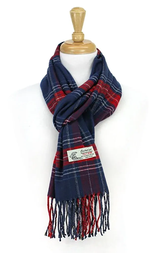 DBS028-6 Cashmere Feel scarves Tartan Navy & Red 12pcs Pack