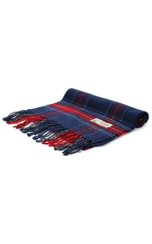 DBS028-6 Cashmere Feel scarves Tartan Navy & Red 12pcs Pack