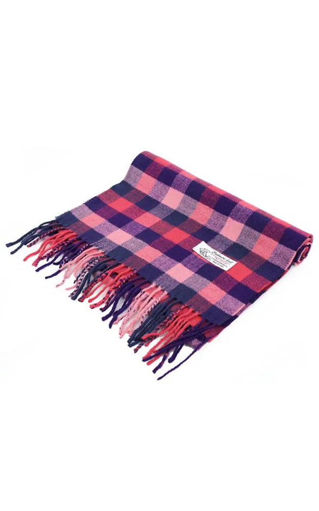 DBS03-1 Multi Pink Cashmere Feel Checker Scarves 12pcs Pack