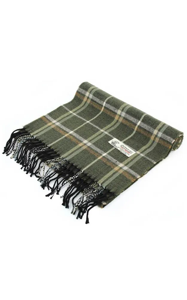 DBS17-2 Olive Plaid Cashmere Feel Scarves 12pcs Pack