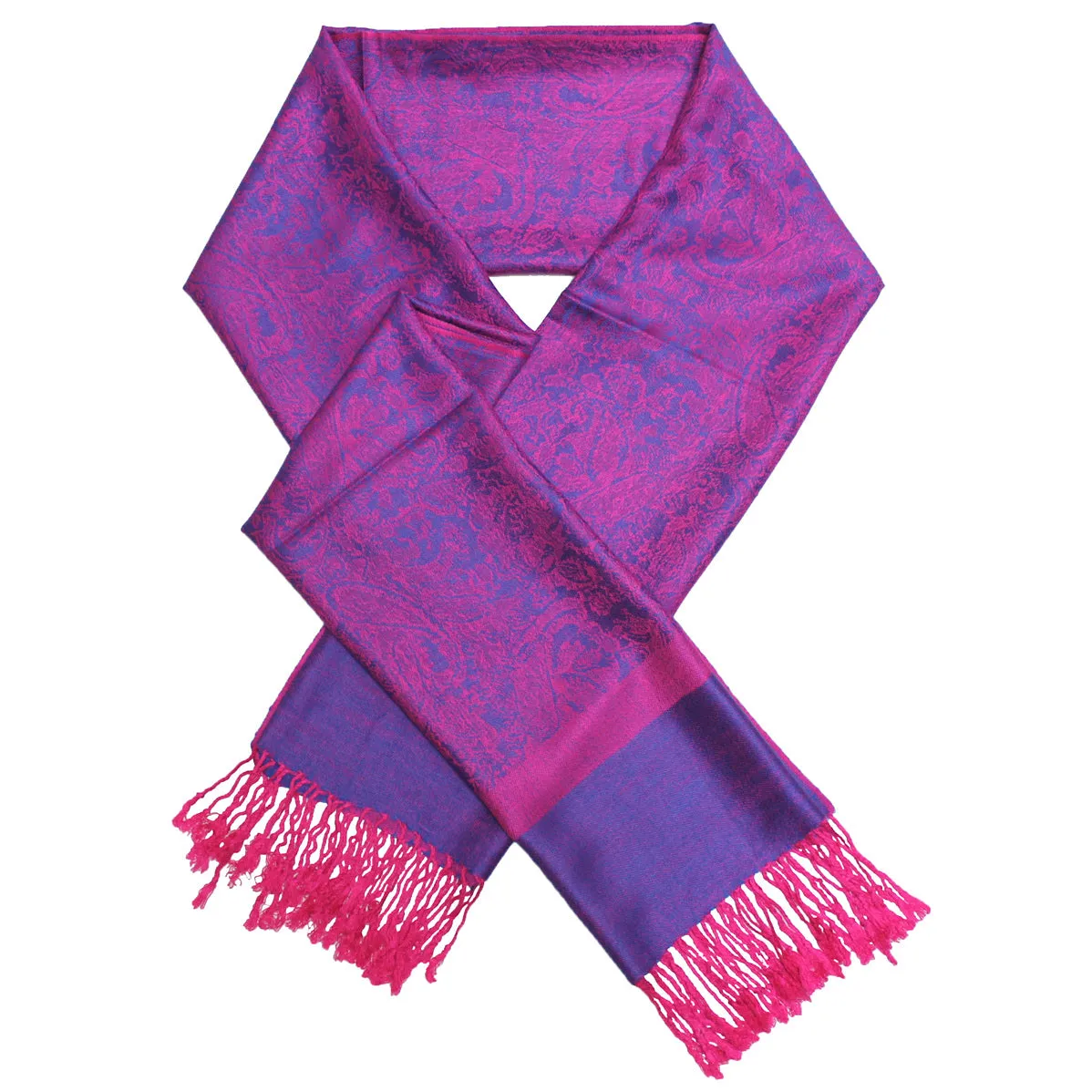 Deep Pink Blue Paisley Pashmina Scarves