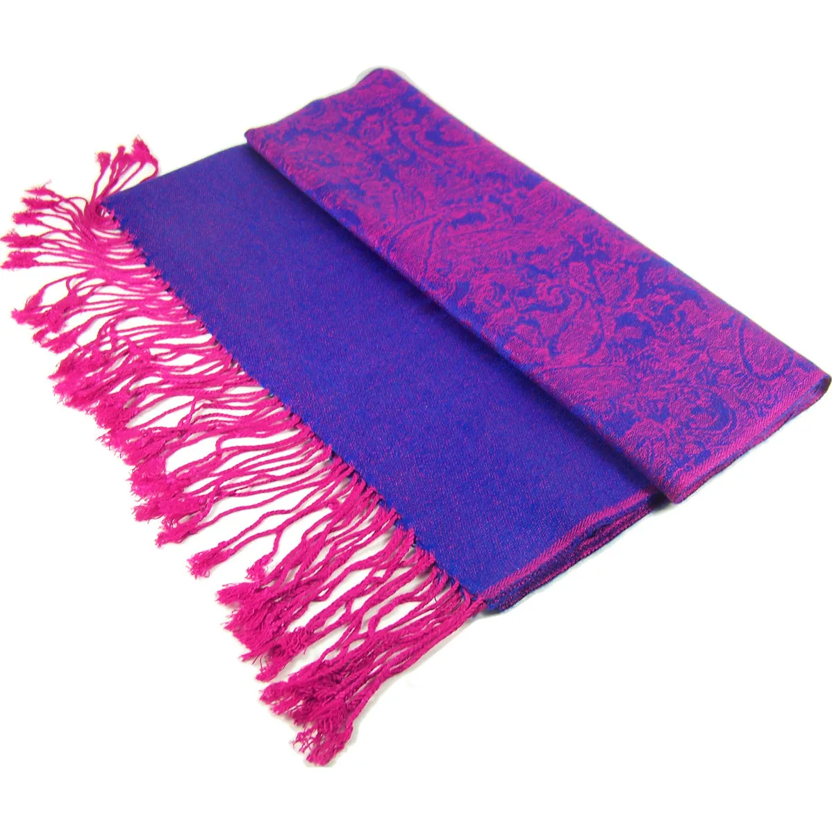 Deep Pink Blue Paisley Pashmina Scarves