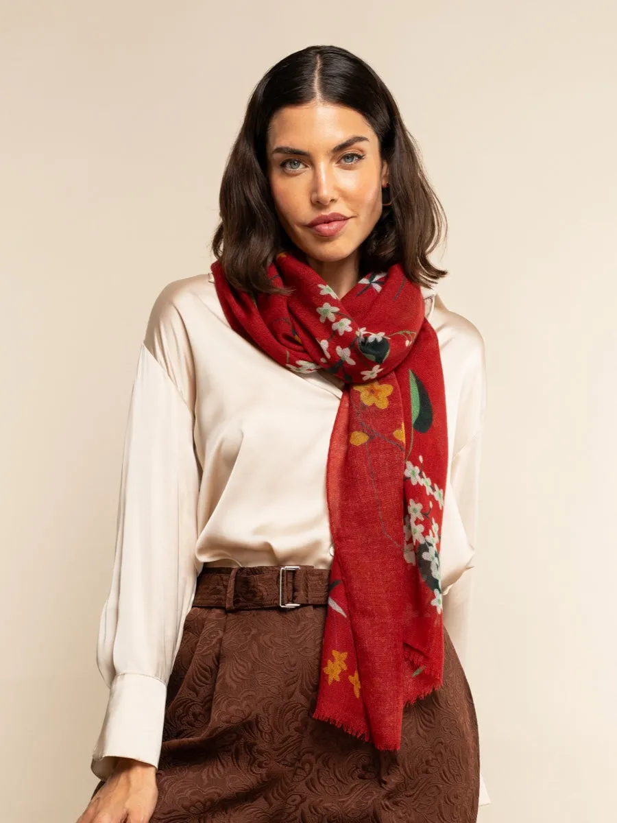 Evelina (red) - soft and lightweight Italian scarf from premium wool