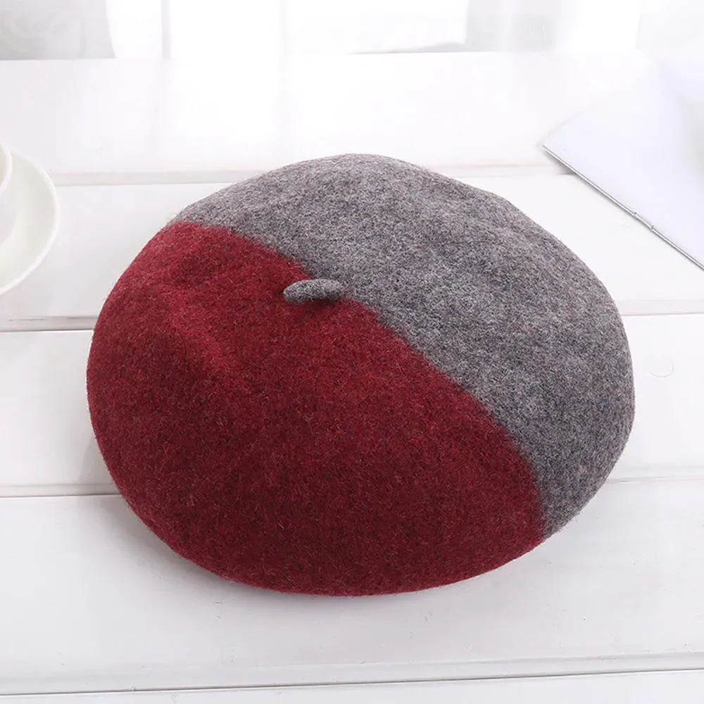 Fashionable Winter Two-Color Woolen Beret Hats