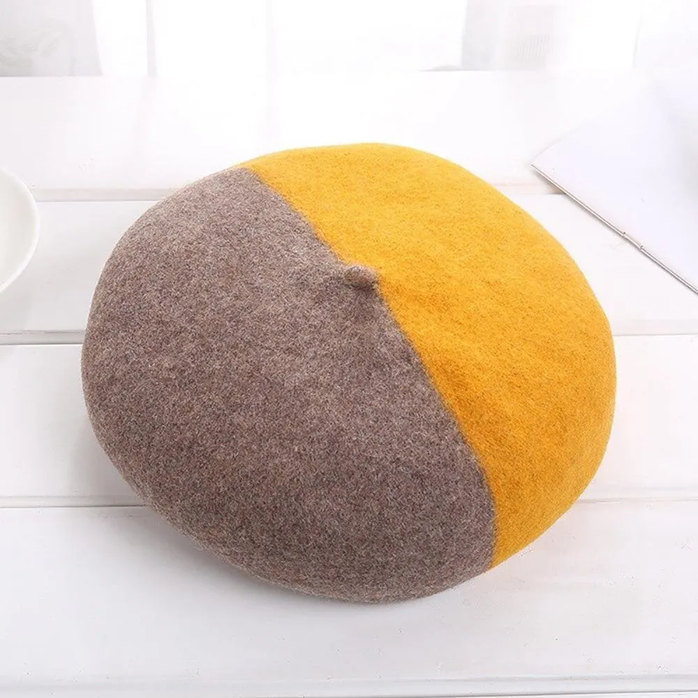 Fashionable Winter Two-Color Woolen Beret Hats