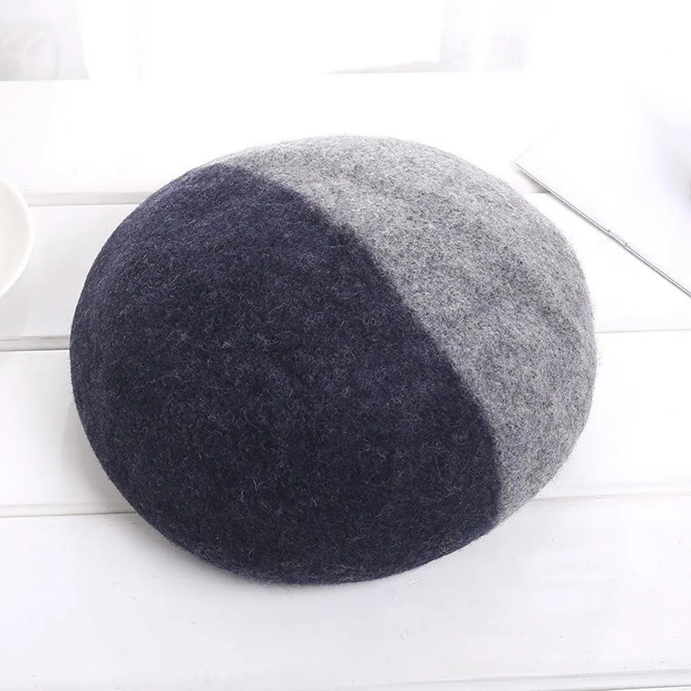 Fashionable Winter Two-Color Woolen Beret Hats