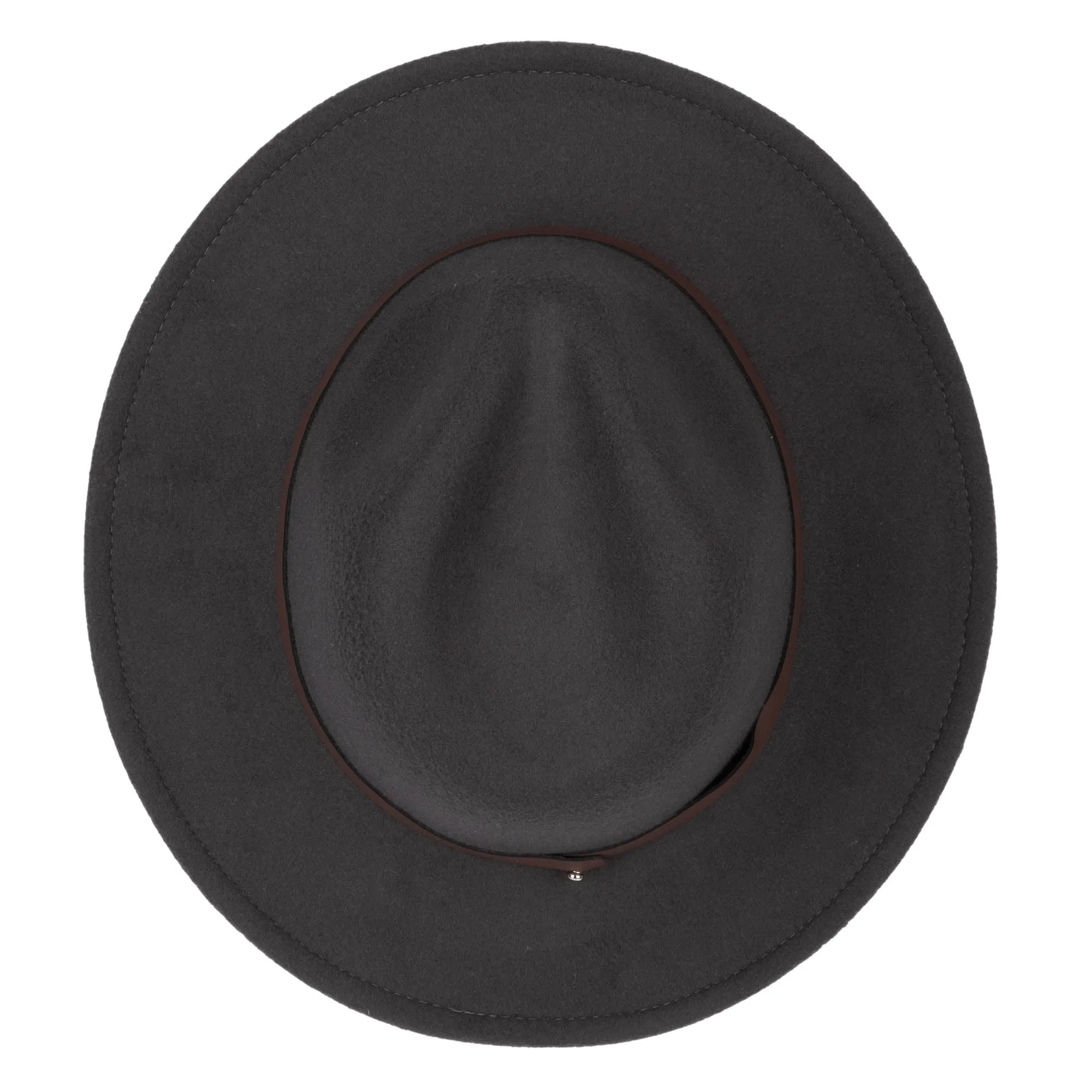 Fedora with Faux Leather Band and Metal Snap Back Closure