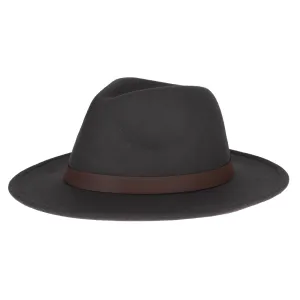 Fedora with Faux Leather Band and Metal Snap Back Closure