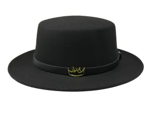 Flat Felt Fedora ( Black )