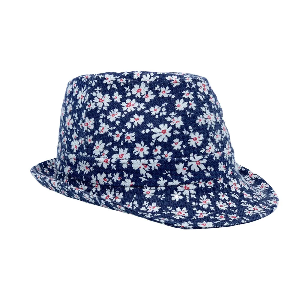 Flower Pattern Fedora Hat Short Brim Sun Hat Classic Trilby LD61516