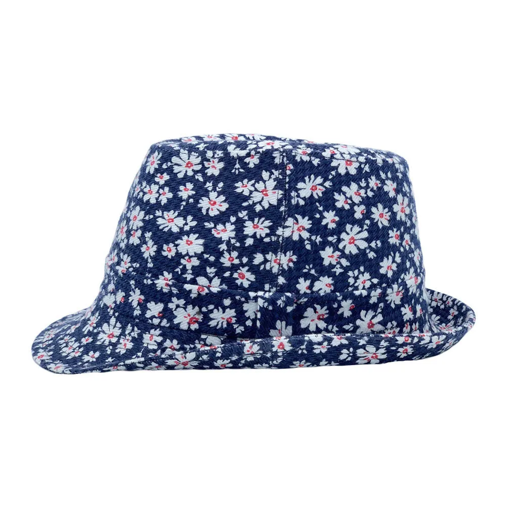 Flower Pattern Fedora Hat Short Brim Sun Hat Classic Trilby LD61516