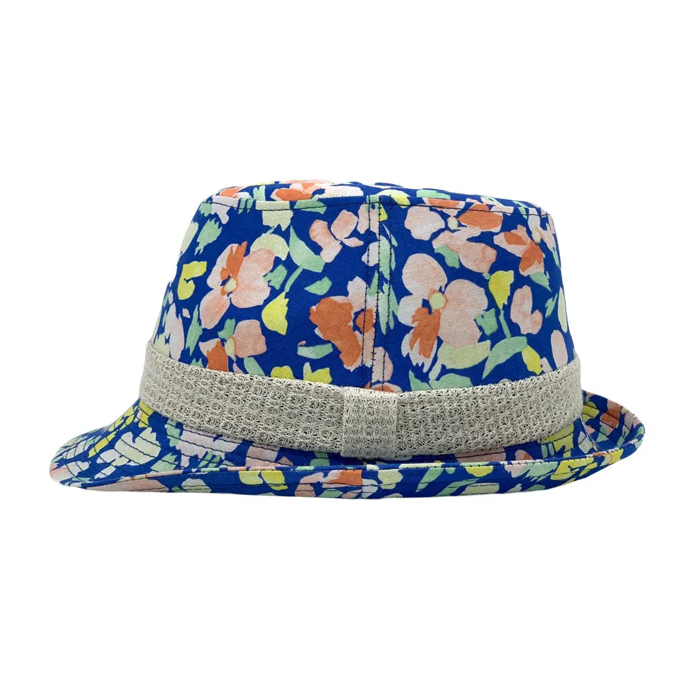 Flower Pattern Fedora Hat Short Brim Sun Hat Classic Trilby LD61517