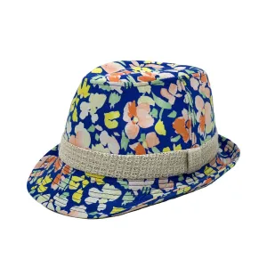 Flower Pattern Fedora Hat Short Brim Sun Hat Classic Trilby LD61517