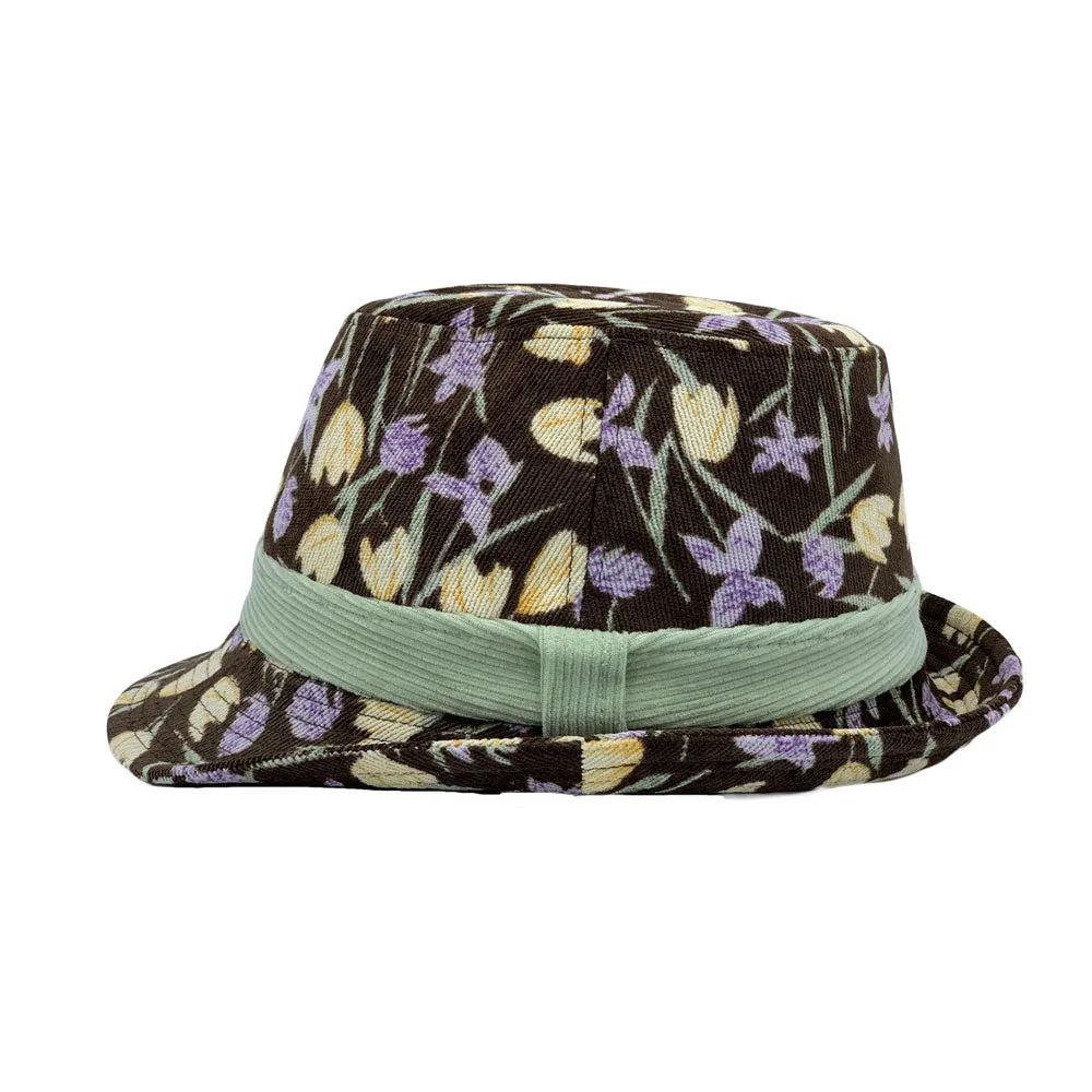 Flower Pattern Fedora Hat Short Brim Sun Hat Classic Trilby LD61546