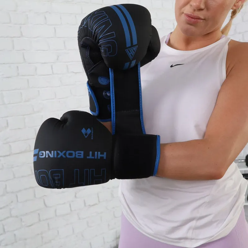 Hit Boxing Kaos PU Boxing Gloves (Black & Blue)