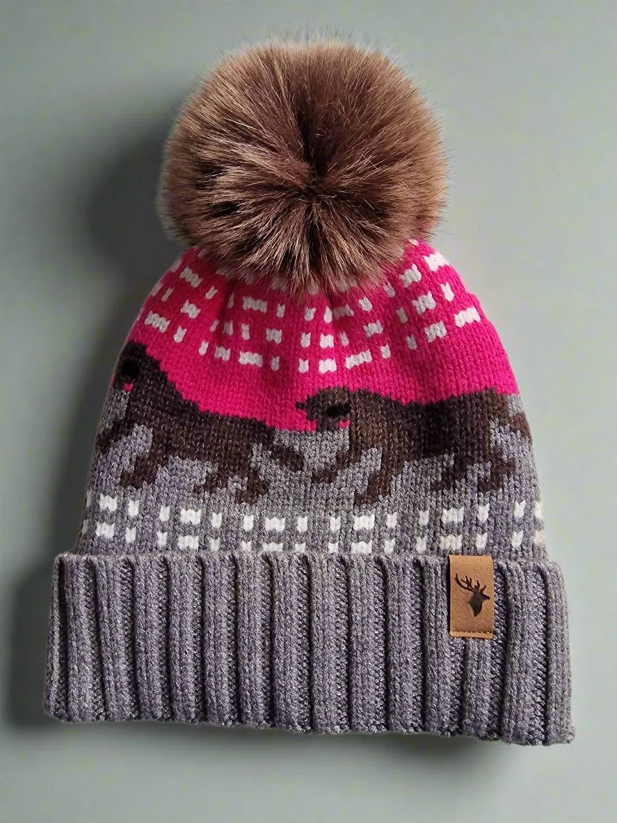 House Of Tweed Luxury sheep cow horse Pompom hat Beanie One Size