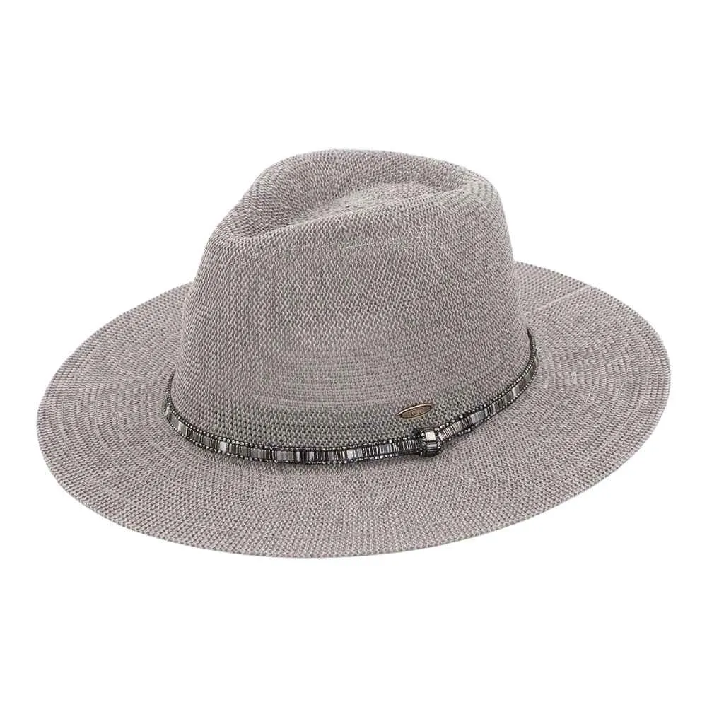 KP014 C.C Brand Lilian Multi Thread Rhinestone Band Panama Hat