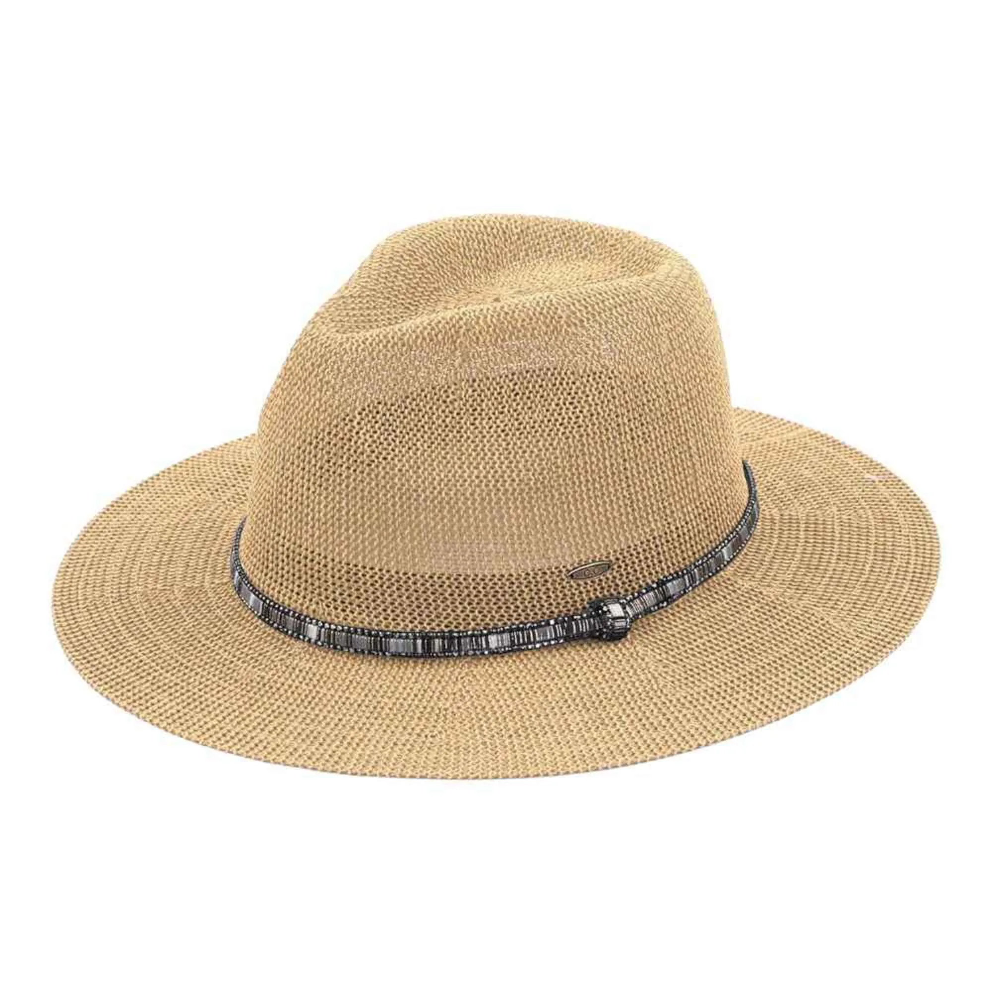 KP014 C.C Brand Lilian Multi Thread Rhinestone Band Panama Hat