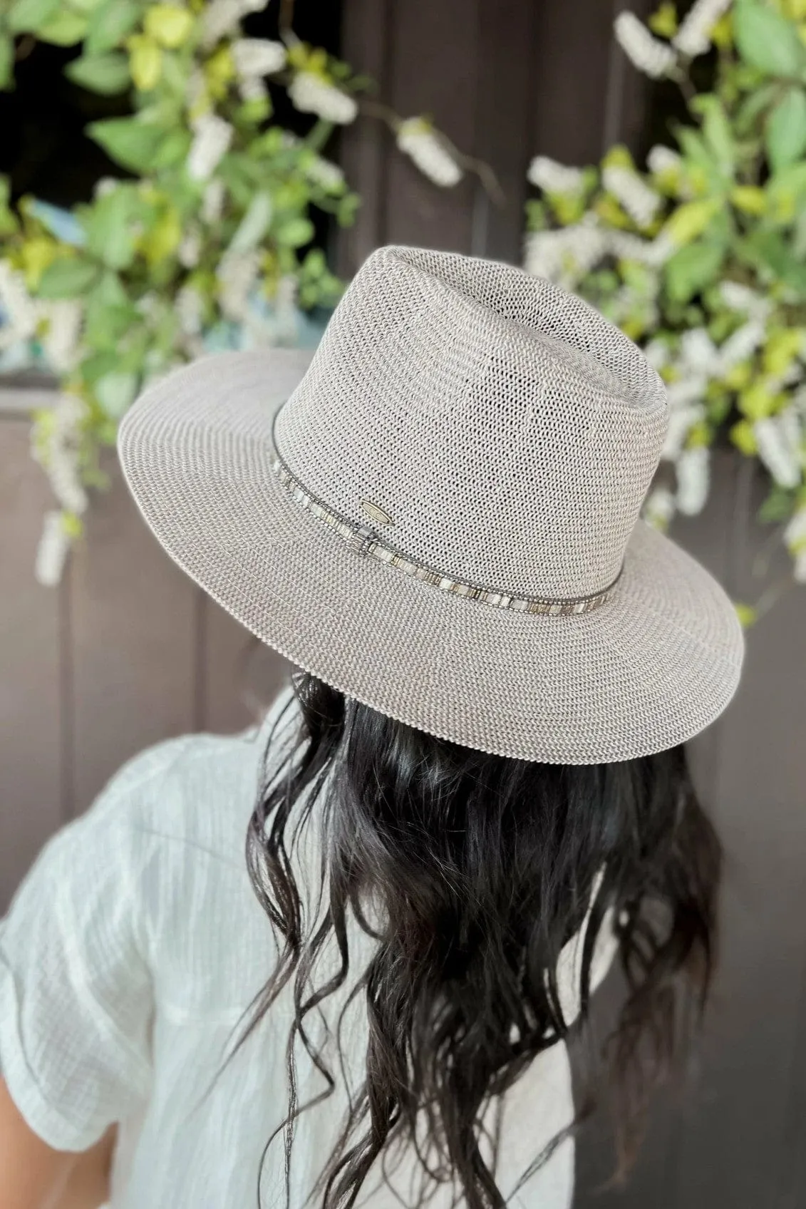 KP014 C.C Brand Lilian Multi Thread Rhinestone Band Panama Hat