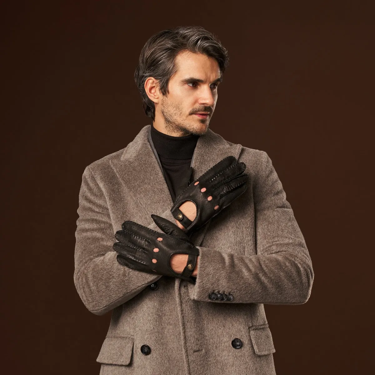 Marcello (black) – Luxurious Italian peccary driving gloves