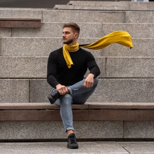 Men's Merino Scarf Power Mango/Black